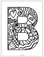Vorschau - Mal- und Bastelvorlagen - Pop Art Buchstaben zum Ausmalen - 26 Ausmalbilder - Alphabet - ABC - Buchstabenbilder ausmalen - Malvorlagen - Ausmalbilder Grundschule - Kunst Grundschule - Feinmotorik fördern - Buchstabenbilder - Klasse 1-2 - Seite 2