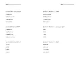 Vorschau - Quiz - Englisch: ABs zur Vertiefung/Wiederholung der Uhrzeiten - Deckblatt