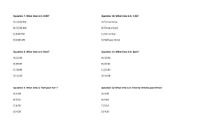 Vorschau - Quiz - Englisch: ABs zur Vertiefung/Wiederholung der Uhrzeiten - Seite 1