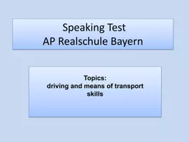 Vorschau - Stundenentwürfe - Speaking test Abschlussprüfung driving+transport+skills - Seite 1