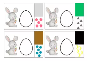 Vorschau - Spiele - Osterhasen - Eier- Zuordnungskarten / visuelle Wahrnehmung - Seite 1