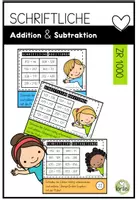 Vorschau - Arbeitsblätter - Schriftliche Addition & Subtraktion – Rechenkartei & Arbeitsblätter ZR 1000 (3./4. Klasse) - Deckblatt