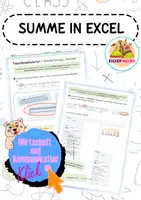 Vorschau - Arbeitsblätter - Excel: Übungsaufgaben zur Summe inkl. Lösung – Unterrichtsmaterial für Informatik & ITG - Deckblatt