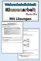 Vorschau - Test - Kassenarbeit - Wahrscheinlichkeitsrechnung (editierbar + Lösung) Stochastik - Deckblatt