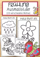 Vorschau - Mal- und Bastelvorlagen - Frühling Ausmalbilder (23 verschiedene Motive) - Deckblatt