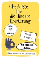 Vorschau - Arbeitsblätter - Checkliste für die lineare Erörterung Klasse 7 und 8 - Deckblatt
