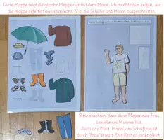 Vorschau - Fördermaterial/Inklusion - Arbeitsmappe: Kleidung zu Wetter passend anziehen (FRAU) - Deckblatt