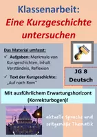 Vorschau - Klassenarbeiten - Klassenarbeit: Eine Kurzgeschichte untersuchen (Merkmale, Inhalt u.ä.) Klasse 8 #summer - Deckblatt