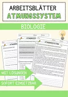 Vorschau - Arbeitsblätter - Atmungssystem Biologie Arbeitsblätter mit Lösungen Lesetext - Seite 1