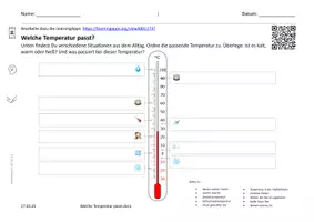 Vorschau - Arbeitsblätter - Welche Temperatur passt- ordne zu - Deckblatt