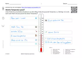 Vorschau - Arbeitsblätter - Welche Temperatur passt- ordne zu - Seite 1