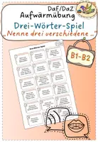 Vorschau - Arbeitsblätter - Aufwärmübung „Nenne drei verschiedene..." (DaZ/ DaF B1-B2) - Deckblatt