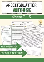 Vorschau - Arbeitsblätter - Mitose Biologie Arbeitsblätter mit Lösungen Lesetext - Deckblatt