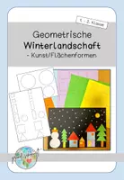 Vorschau - Mal- und Bastelvorlagen - Geometrische Winterlandschaft - Kunstidee Flächenformen - Deckblatt