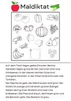 Vorschau - Arbeitsblätter - Maldiktat schwer - Obst und Gemüse - Deckblatt