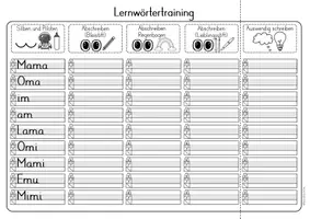 Vorschau - Arbeitsblätter - Lernwörtertraining Klasse 1 – Knickblatt in Grundschrift (nach Karibu) Piloten - Seite 3
