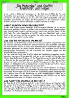 Vorschau - Arbeitsblätter - Graffiti – Kreativität und Folgen (basierend auf der Lektüre „Die Mutprobe“) - Deckblatt