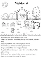 Vorschau - Arbeitsblätter - Maldiktat schwer - Tiere - Deckblatt