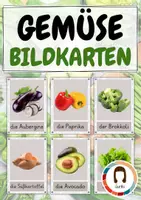 Vorschau - Mal- und Bastelvorlagen - Bildkarten und Ausmalbilder Gemüse | Flashcards Montessori Lernkarten - Seite 1
