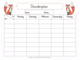 Vorschau - Mal- und Bastelvorlagen - Stundenplan "Fuchs" - vier Versionen (digital editierbar) #wirfürschule - Seite 2