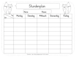 Vorschau - Mal- und Bastelvorlagen - Stundenplan "Fuchs" - vier Versionen (digital editierbar) #wirfürschule - Seite 3