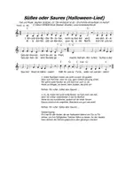 Vorschau - Anderer Materialtyp - LIED Süßes oder Saures (Halloween-Lied) - HALLOWEEN HERBSTLIEDER HERBST - Seite 1