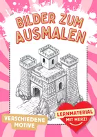 Vorschau - Arbeitsblätter - Ausmalbild mittelalterliche Burg Kunst Burgen Bilder ausmalen - Deckblatt