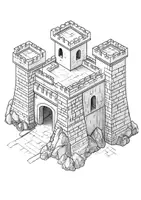 Vorschau - Arbeitsblätter - Ausmalbild mittelalterliche Burg Kunst Burgen Bilder ausmalen - Seite 2