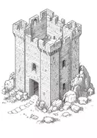 Vorschau - Arbeitsblätter - Ausmalbild mittelalterliche Burg Kunst Burgen Bilder ausmalen - Seite 3