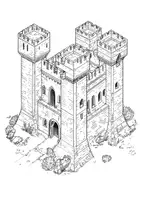Vorschau - Arbeitsblätter - Ausmalbild mittelalterliche Burg Kunst Burgen Ausmalbilder ausmalen - Seite 2