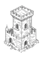 Vorschau - Arbeitsblätter - Ausmalbild mittelalterliche Burg Kunst Burgen Ausmalbilder ausmalen - Seite 3