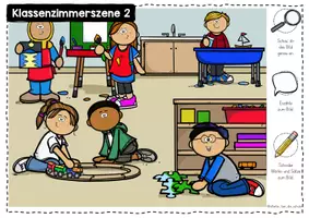 Vorschau - Arbeitsblätter - Klassenzimmerszenen - Mini-Wimmelbilder zum Lesen und Erzählen - Seite 2