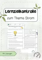 Vorschau - Arbeitsblätter - Lernzielkontrolle zum Thema Strom KL 3-4 - Deckblatt