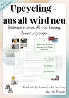 Vorschau - Arbeitsblätter - BNE: Upcycling - ABs, Bildkarten, Praxisaufgabe, fachspezifische Leistung - Deckblatt