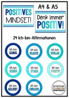 Vorschau - Mal- und Bastelvorlagen - Spiegel Affirmationen | Klassenzimmer Deko Meer Blau | Affirmationskarten - Seite 1