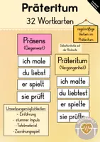 Vorschau - Spiele - 32 Wortkarten: regelmäßige Verben Präteritum (ZUORDNEN) - Deckblatt