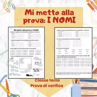 anteprima - Esercizi - Prova di verifica - i nomi - classe terza - Pagina di copertina