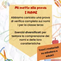 anteprima - Esercizi - Prova di verifica - i nomi - classe terza - Pagina 1
