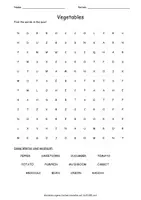 Vorschau - Arbeitsblätter - Suchsel: Vegetables - Deckblatt