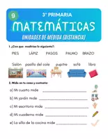 Vista previa - Hojas de trabajo - 3P MATEMATICAS T9 UNIDADES DE MEDIDA (distancia) - Portada