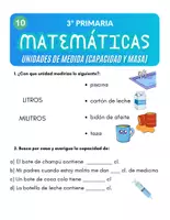 Vista previa - Hojas de trabajo - 3P MATEMATICAS T10 UNIDADES DE MEDIDA (CAPACIDAD Y MASA) - Portada