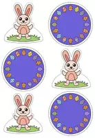 Vorschau - Mal- und Bastelvorlagen - Jonglierender Osterhase - Bastelvorlage - Seite 1