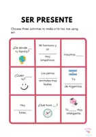Vista previa - Hojas de trabajo - VERBO SER TRES EN RAYA VERB SER TIC TAC TOE - página 2