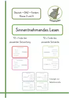 Vorschau - Arbeitsblätter - Sinnentnehmendes Lesen - Deckblatt