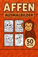 Vorschau - Mal- und Bastelvorlagen - Affen Ausmalbilder (50 Malvorlagen) inkl. Stundenentwurf (PDF) - Deckblatt