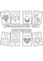 Vorschau - Mal- und Bastelvorlagen - Muttertag - Muttertagskarten zum Ausmalen - Deckblatt