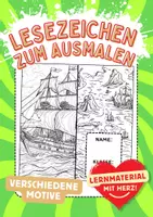 Vorschau - Arbeitsblätter - Lesezeichen Piratenschatz Buchzeichen Piraten Schatzkarte Kunst basteln Ausmalbild - Deckblatt