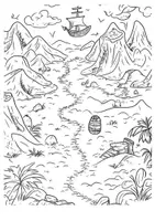 Vorschau - Kunst Piratenschatz Ausmalbild Piraten Kunstidee Schatzkarte Ausmalbilder ausmalen-1 - Seite 3