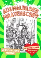 Vorschau - Arbeitsblätter - Ausmalbild Piratenschiff Kunst Piraten Ausmalbilder ausmalen Lückenfüller - Deckblatt