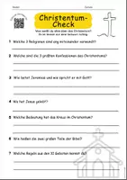 Vorschau - Arbeitsblätter - Christentum-Check (passende Fragen zur Checker-Folge) Einführung Judentum (mit Lösungen!) - Seite 1